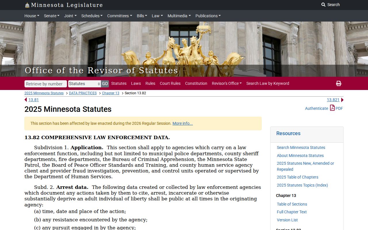 Minnesota arrest warrant index classification statute used for Polk County outstanding warrants