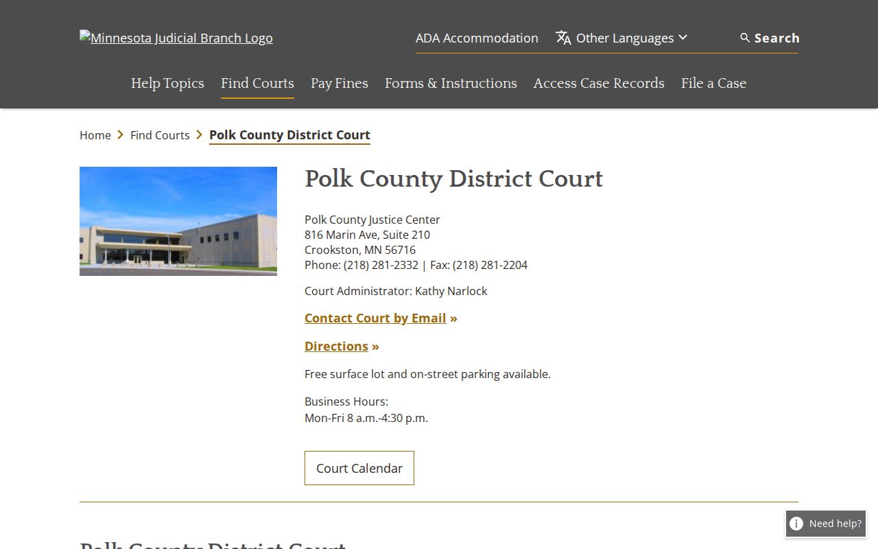 Polk County warrant records court contact page for Polk County District Court
