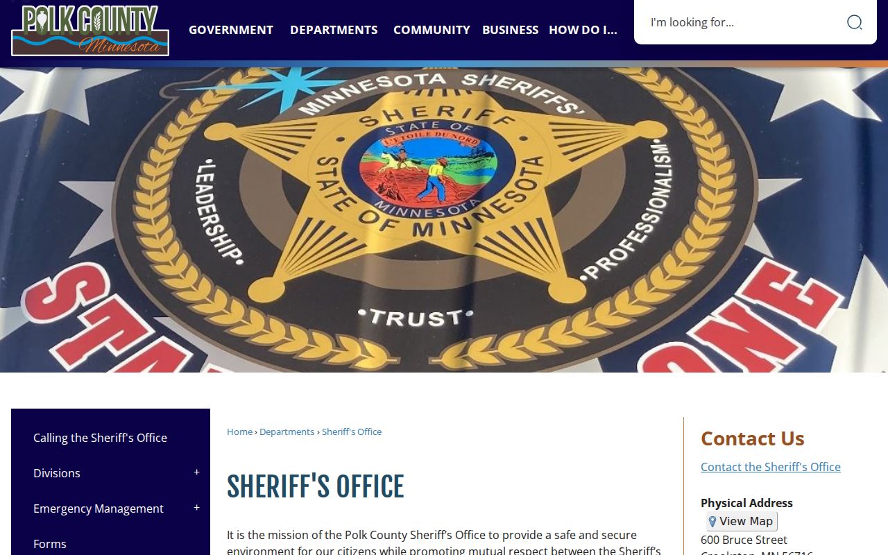 Polk County warrant records Sheriff Office public contact page